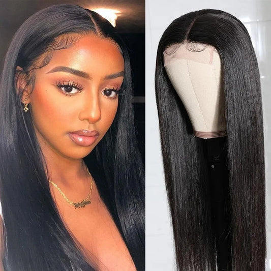 Natural Lace Front Wig Medium Long Straight Hair