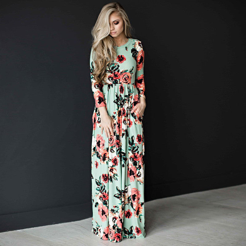 Fashion Dresses Women Printed Party Gown Ladies