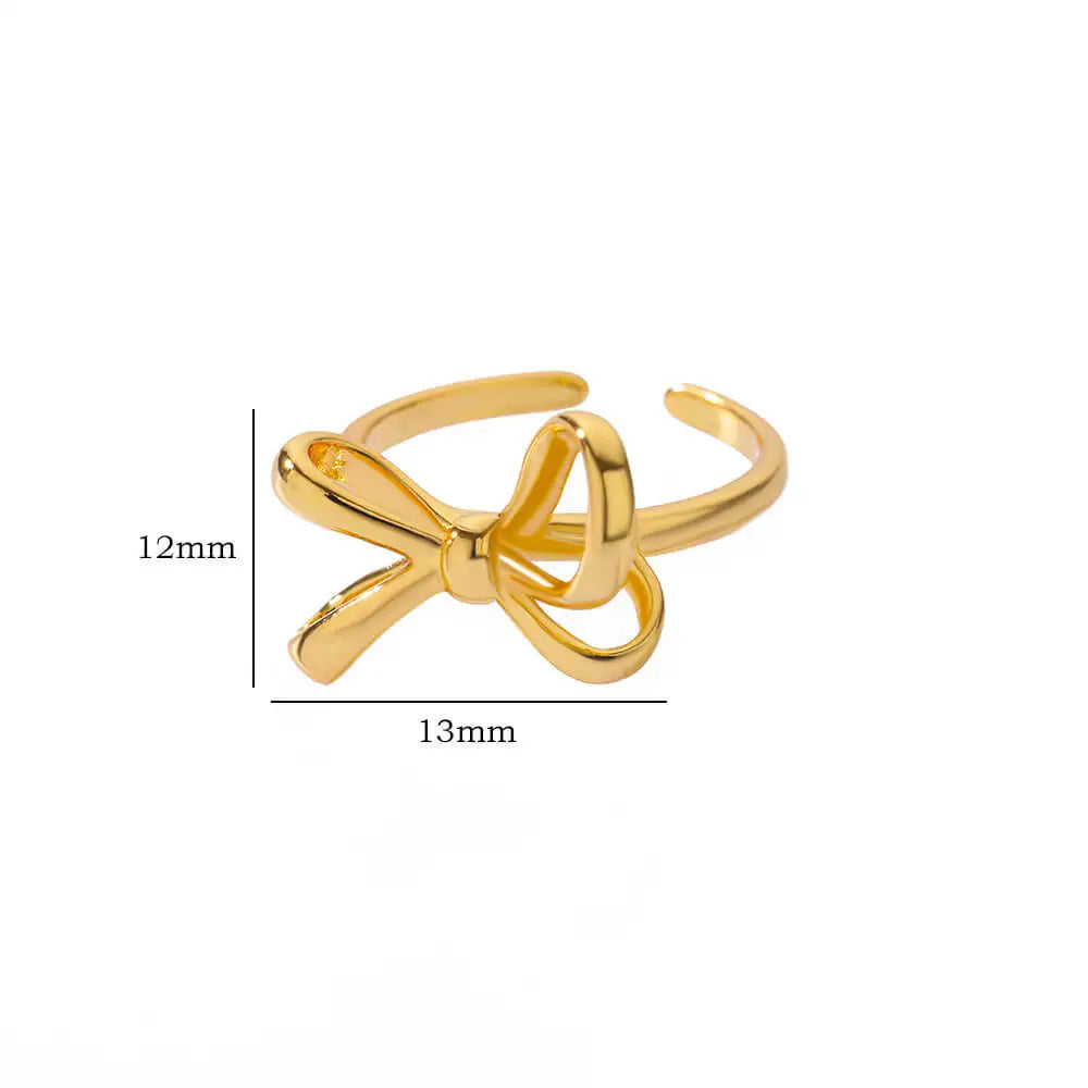 Titanium Steel 18K Gold Plating Bow Ring