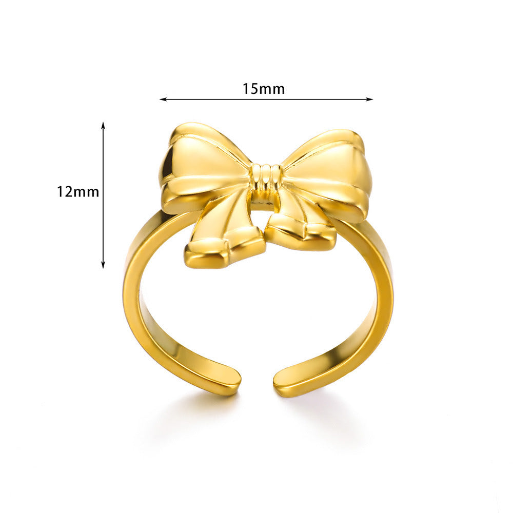 Titanium Steel 18K Gold Plating Bow Ring