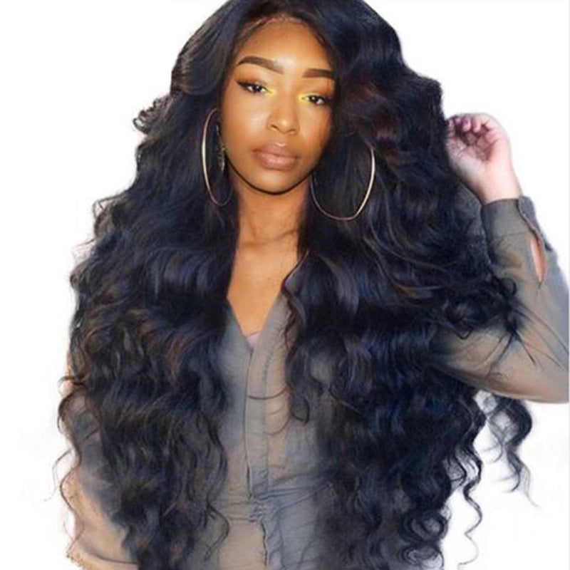 Medium Split Large Wavy Long Curly Hair Fluffy Black